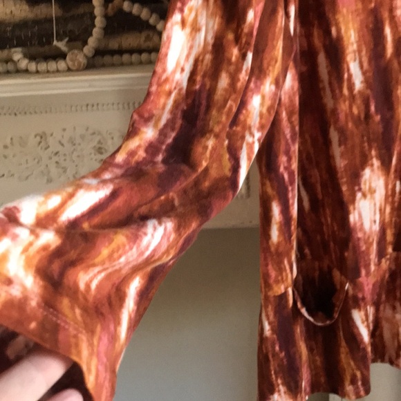 LOGO Lori Goldstein brown/white tie dye cardigan 1X - Picture 5 of 7